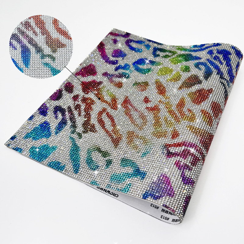 Šarena leopard uzorak rhinestones appliqué s ljepilom za tkaninu
