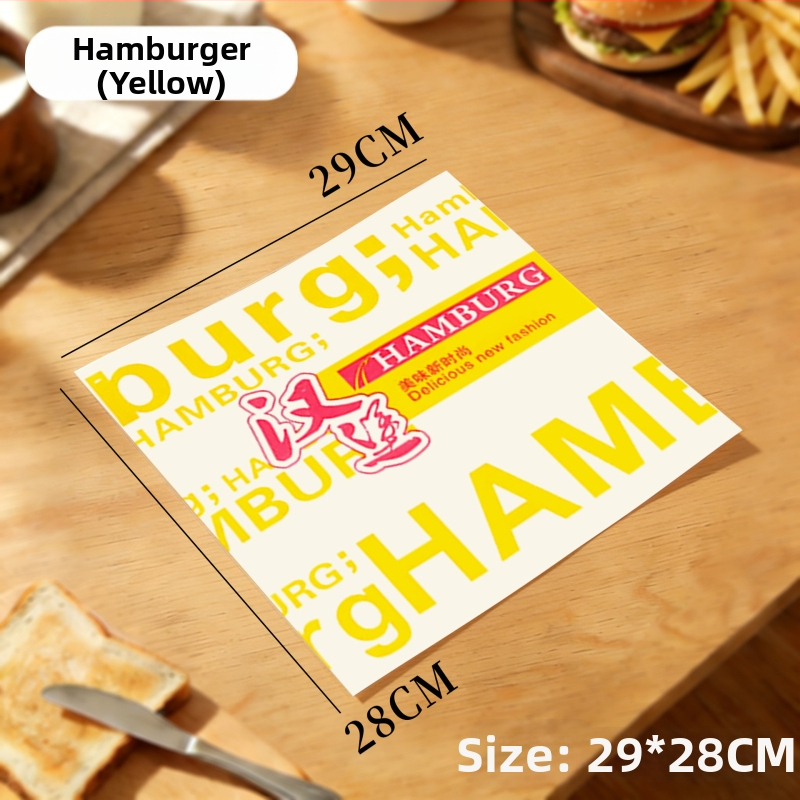 Papier na hamburgery, jednorazový obalovací papier, proti tukom, s PE povrchom, vhodný pre hamburgery, vyprážané kurča, kuracie rolky a ryžové guličky