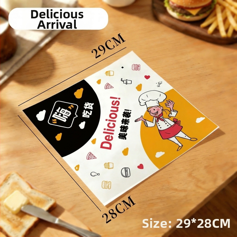 Papier na hamburgery, jednorazový obalovací papier, proti tukom, s PE povrchom, vhodný pre hamburgery, vyprážané kurča, kuracie rolky a ryžové guličky