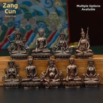 Úplne pozlátené meďové figúrky Padmasambhavu, Bhaisajyaguru, Zelená Tara, Manjushri, Shakyamuni Buddha, Amitábha a Žltý Džambhala na osobné použitie