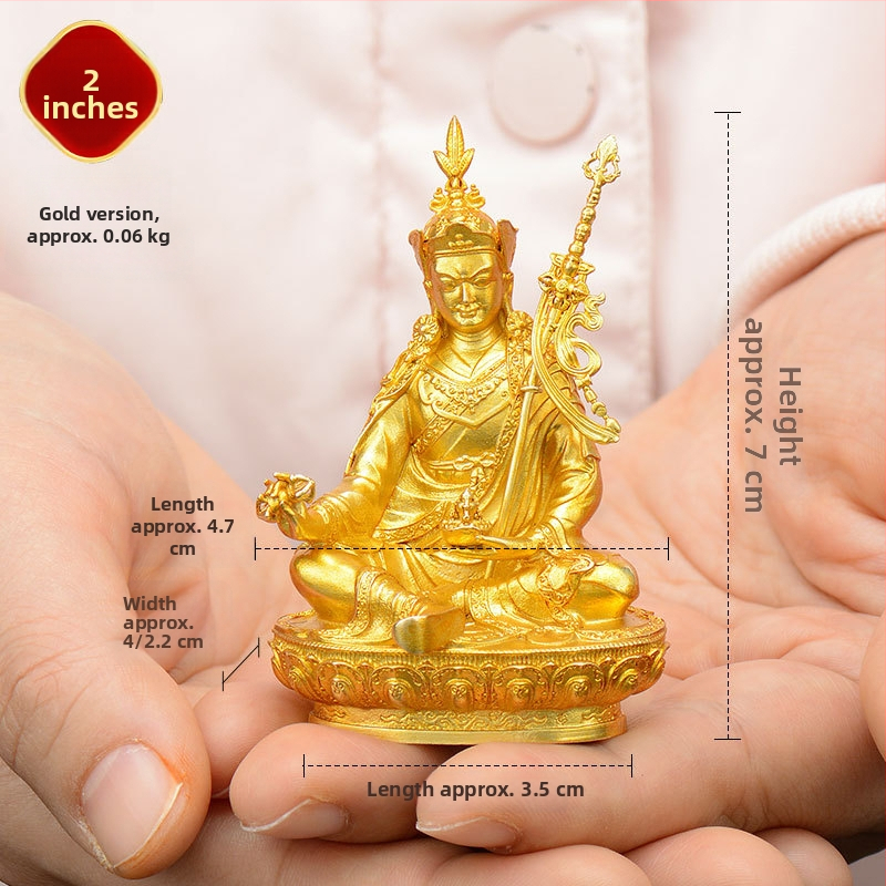 Úplne pozlátené meďové figúrky Padmasambhavu, Bhaisajyaguru, Zelená Tara, Manjushri, Shakyamuni Buddha, Amitábha a Žltý Džambhala na osobné použitie