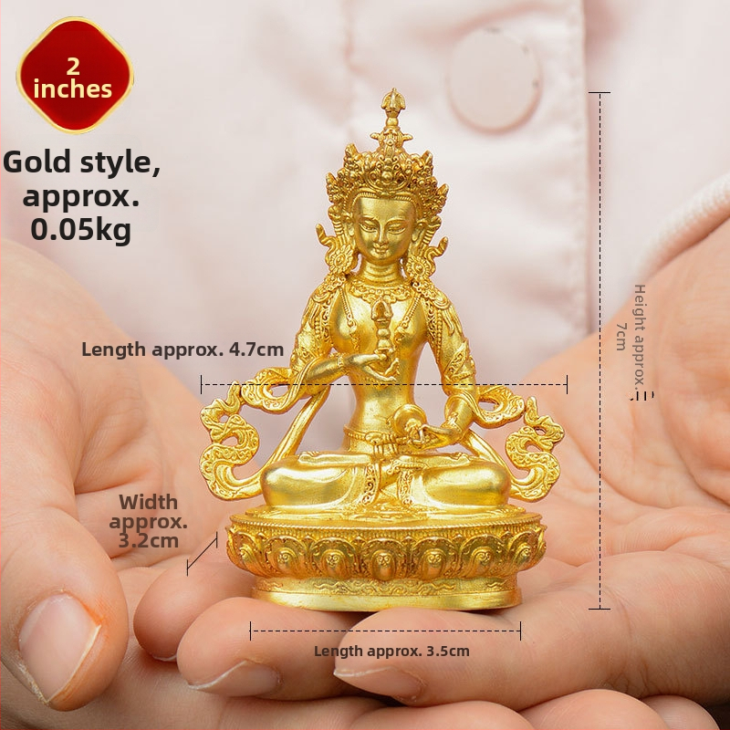Úplne pozlátené meďové figúrky Padmasambhavu, Bhaisajyaguru, Zelená Tara, Manjushri, Shakyamuni Buddha, Amitábha a Žltý Džambhala na osobné použitie