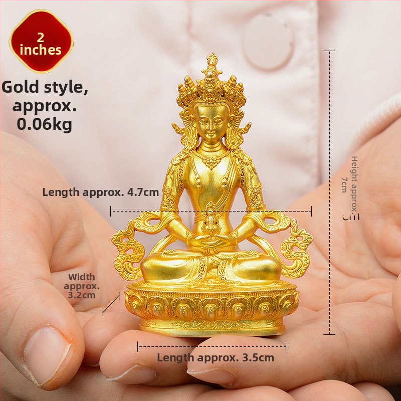 Úplne pozlátené meďové figúrky Padmasambhavu, Bhaisajyaguru, Zelená Tara, Manjushri, Shakyamuni Buddha, Amitábha a Žltý Džambhala na osobné použitie