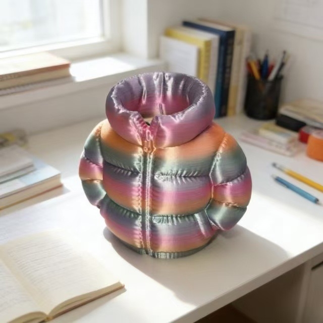 Nový 3D tlačený stojan na pero vo forme kabáta, minimalistický stolný organizér, kozmetická úložná krabička, darček k narodeninám