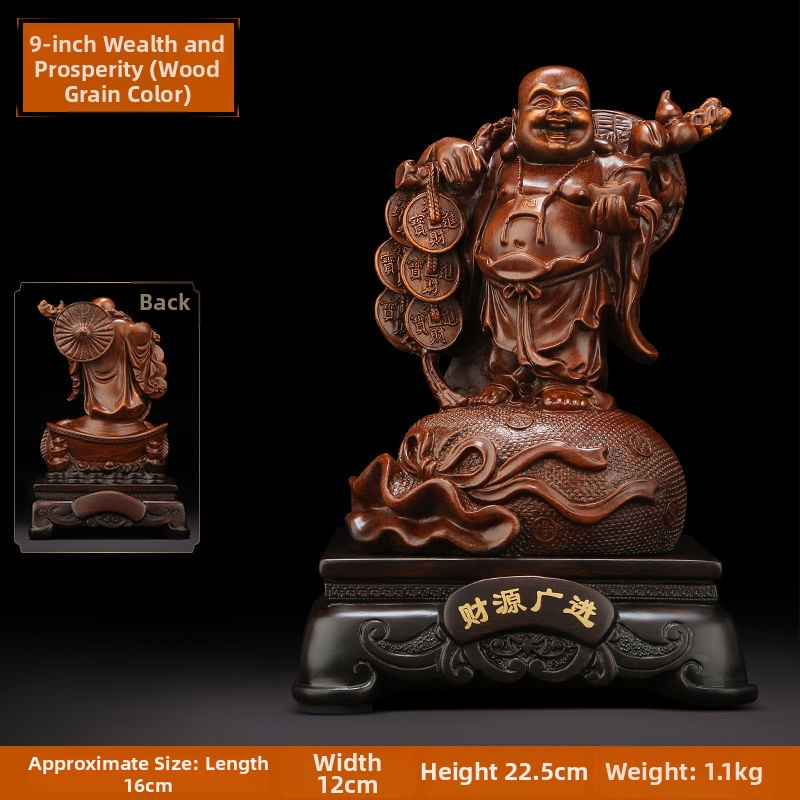 Zlatá socha Budhu Maitreje so Bohom Bohatstva, symbol draková korytnačka, usmievavý Budha s veľkým bruchom pre dekoráciu obývačky