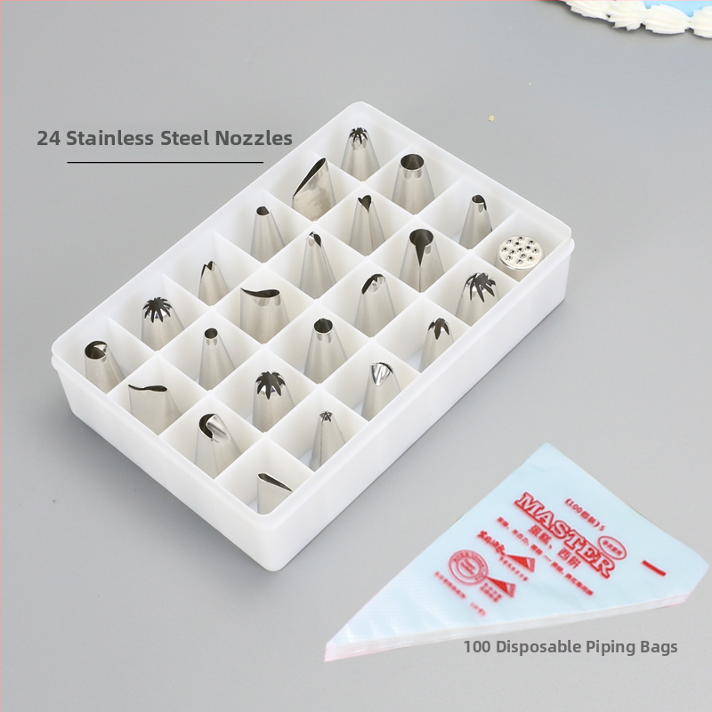 Set 12 zdobiacích špičiek na pečenie cookies a tort, vrecká na zdobenie, kompletná 24-dielna súprava, 48 nástrojov na torty