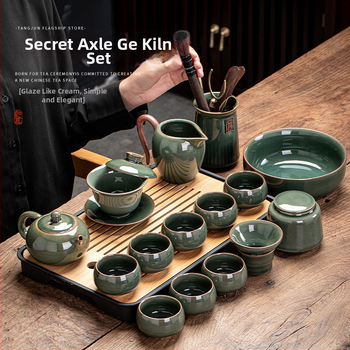 Ge Kiln Ice Crack Glaze Kung Fu čajová súprava s gaiwanom, kanvičkou a porcelánovými šálkami pre domáce použitie a do kancelárie