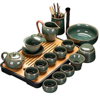 Ge Kiln Ice Crack Glaze Kung Fu čajová súprava s gaiwanom, kanvičkou a porcelánovými šálkami pre domáce použitie a do kancelárie