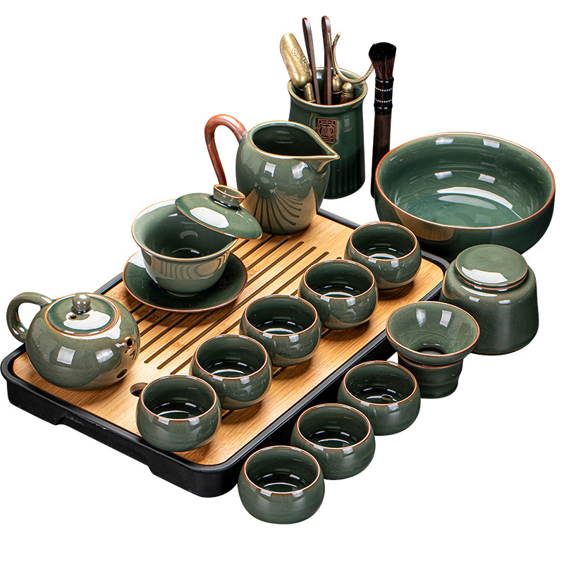 Ge Kiln Ice Crack Glaze Kung Fu čajová súprava s gaiwanom, kanvičkou a porcelánovými šálkami pre domáce použitie a do kancelárie