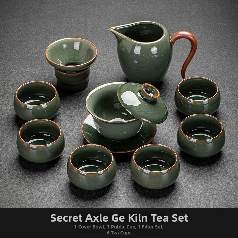 Ge Kiln Ice Crack Glaze Kung Fu čajová súprava s gaiwanom, kanvičkou a porcelánovými šálkami pre domáce použitie a do kancelárie