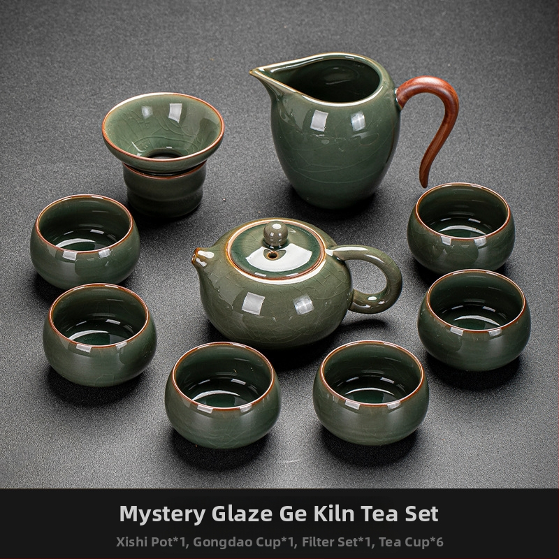 Ge Kiln Ice Crack Glaze Kung Fu čajová súprava s gaiwanom, kanvičkou a porcelánovými šálkami pre domáce použitie a do kancelárie