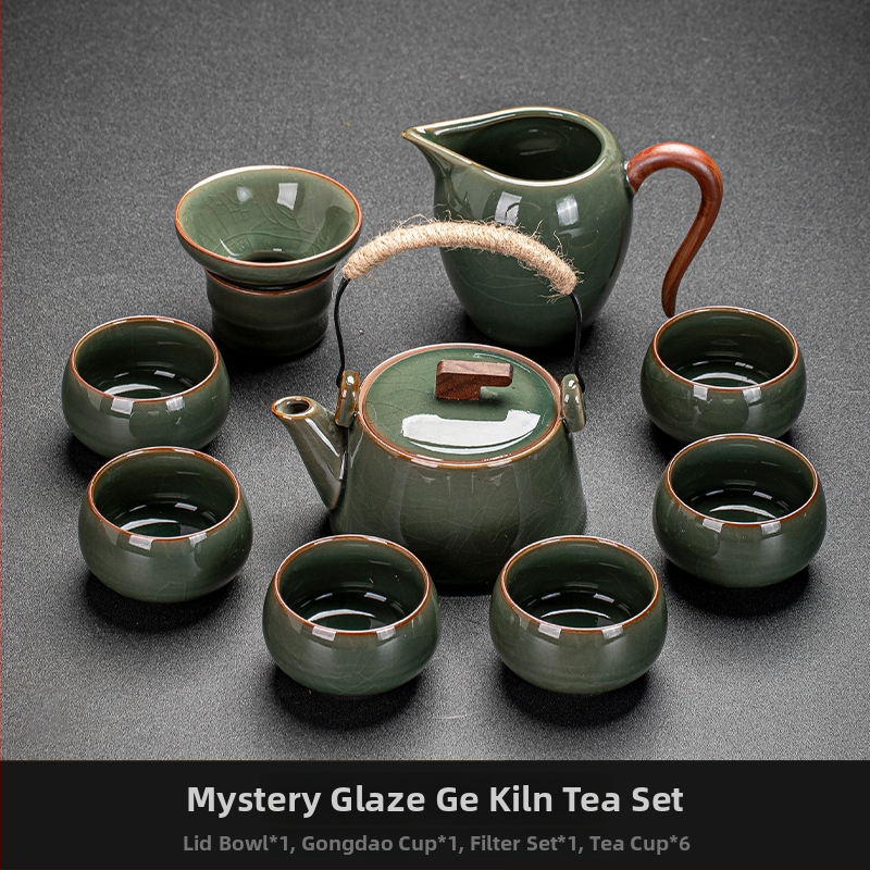 Ge Kiln Ice Crack Glaze Kung Fu čajová súprava s gaiwanom, kanvičkou a porcelánovými šálkami pre domáce použitie a do kancelárie