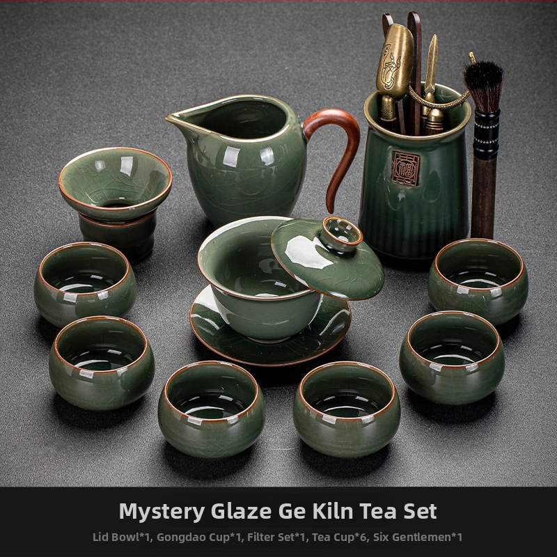 Ge Kiln Ice Crack Glaze Kung Fu čajová súprava s gaiwanom, kanvičkou a porcelánovými šálkami pre domáce použitie a do kancelárie
