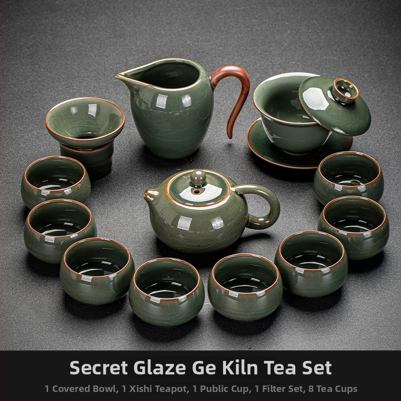 Ge Kiln Ice Crack Glaze Kung Fu čajová súprava s gaiwanom, kanvičkou a porcelánovými šálkami pre domáce použitie a do kancelárie