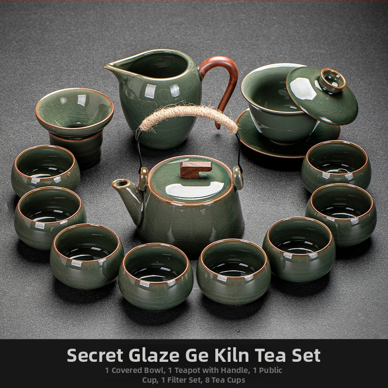 Ge Kiln Ice Crack Glaze Kung Fu čajová súprava s gaiwanom, kanvičkou a porcelánovými šálkami pre domáce použitie a do kancelárie