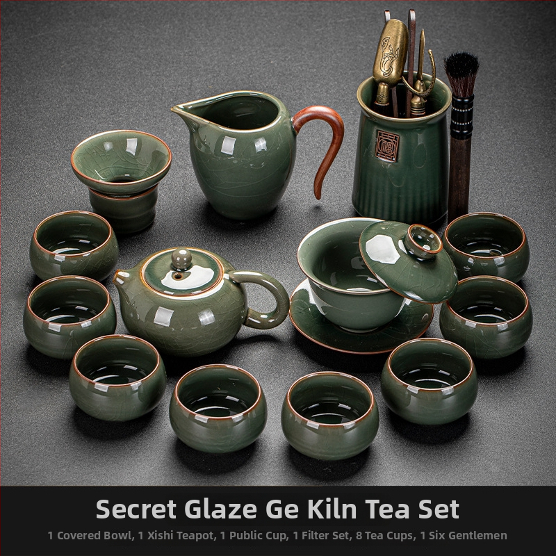 Ge Kiln Ice Crack Glaze Kung Fu čajová súprava s gaiwanom, kanvičkou a porcelánovými šálkami pre domáce použitie a do kancelárie