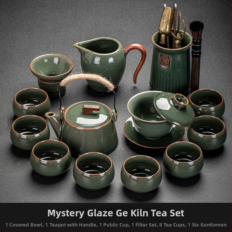 Ge Kiln Ice Crack Glaze Kung Fu čajová súprava s gaiwanom, kanvičkou a porcelánovými šálkami pre domáce použitie a do kancelárie