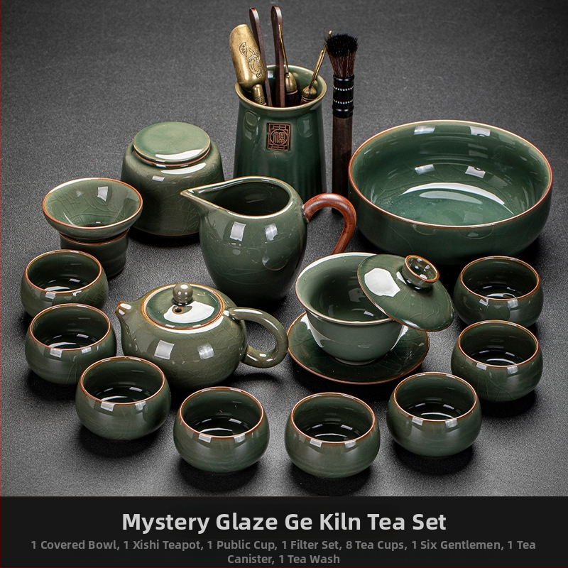 Ge Kiln Ice Crack Glaze Kung Fu čajová súprava s gaiwanom, kanvičkou a porcelánovými šálkami pre domáce použitie a do kancelárie