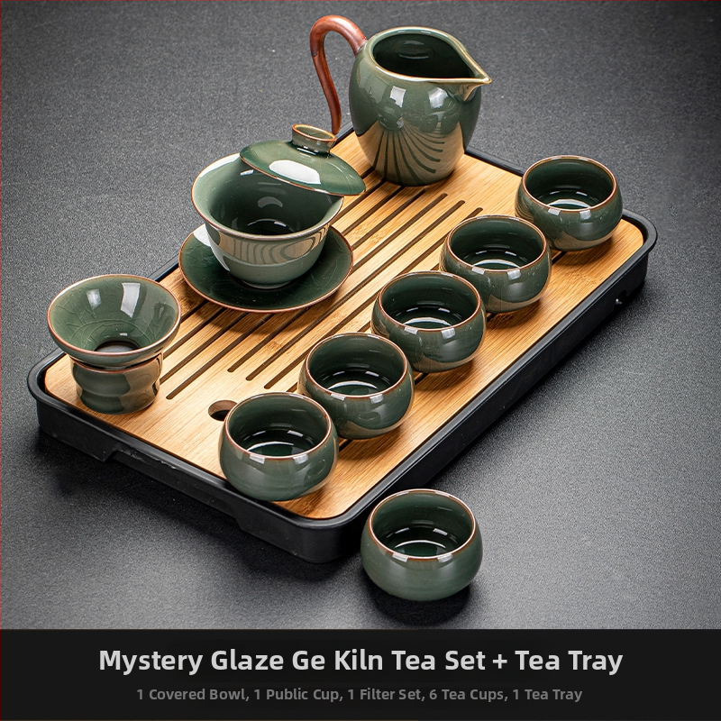 Ge Kiln Ice Crack Glaze Kung Fu čajová súprava s gaiwanom, kanvičkou a porcelánovými šálkami pre domáce použitie a do kancelárie