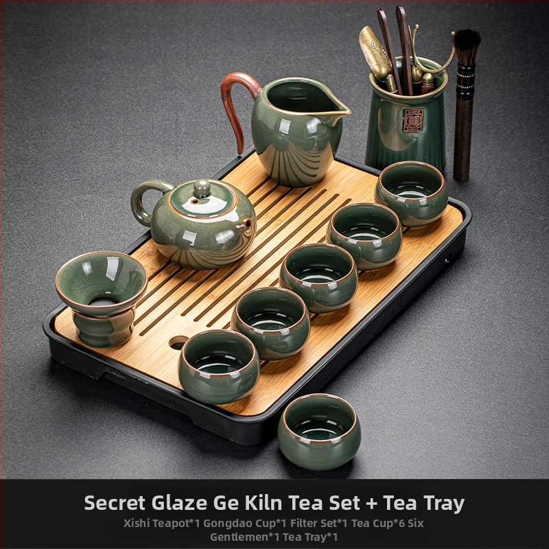 Ge Kiln Ice Crack Glaze Kung Fu čajová súprava s gaiwanom, kanvičkou a porcelánovými šálkami pre domáce použitie a do kancelárie