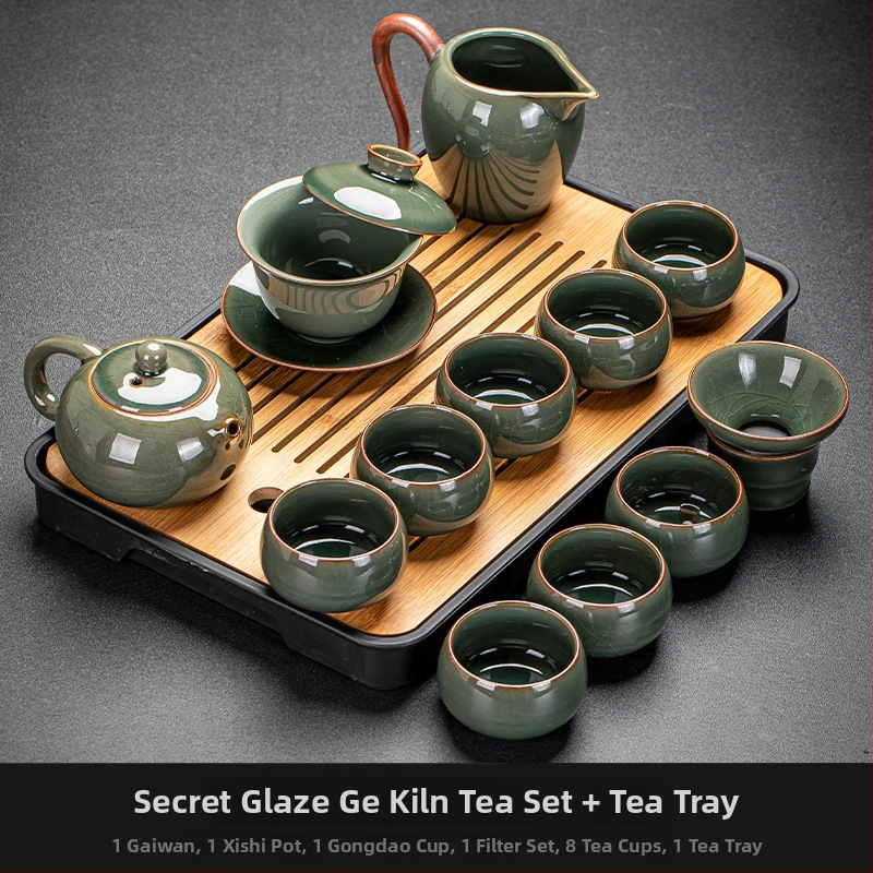 Ge Kiln Ice Crack Glaze Kung Fu čajová súprava s gaiwanom, kanvičkou a porcelánovými šálkami pre domáce použitie a do kancelárie