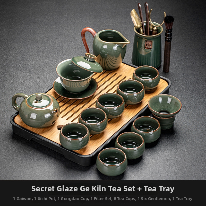Ge Kiln Ice Crack Glaze Kung Fu čajová súprava s gaiwanom, kanvičkou a porcelánovými šálkami pre domáce použitie a do kancelárie