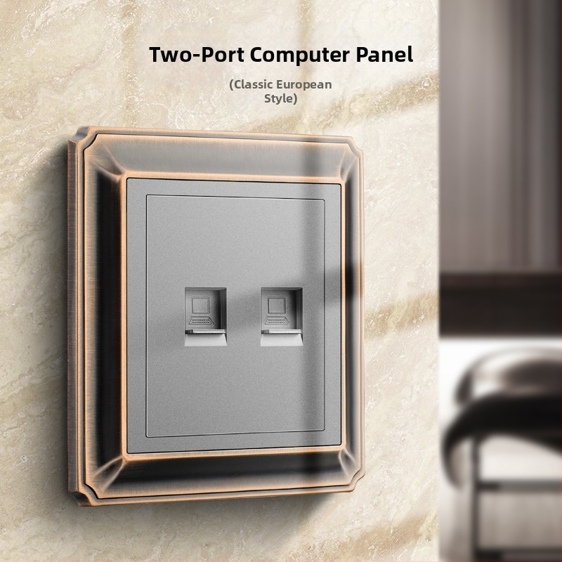Retro stena panel prepínača a zásuvky, typu 86, zo zliatiny zinku, povrch antickej meďe