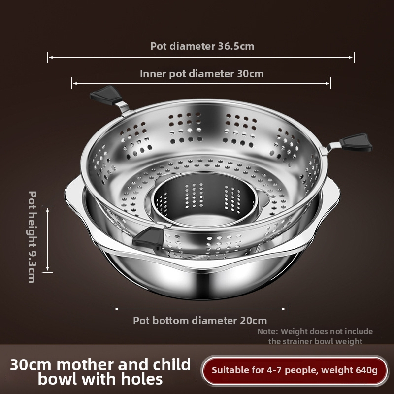 Nerezová oceľová hot pot s deliteľom pre dva chute, objem 4,1–6 l, domáce alebo komerčné použitie