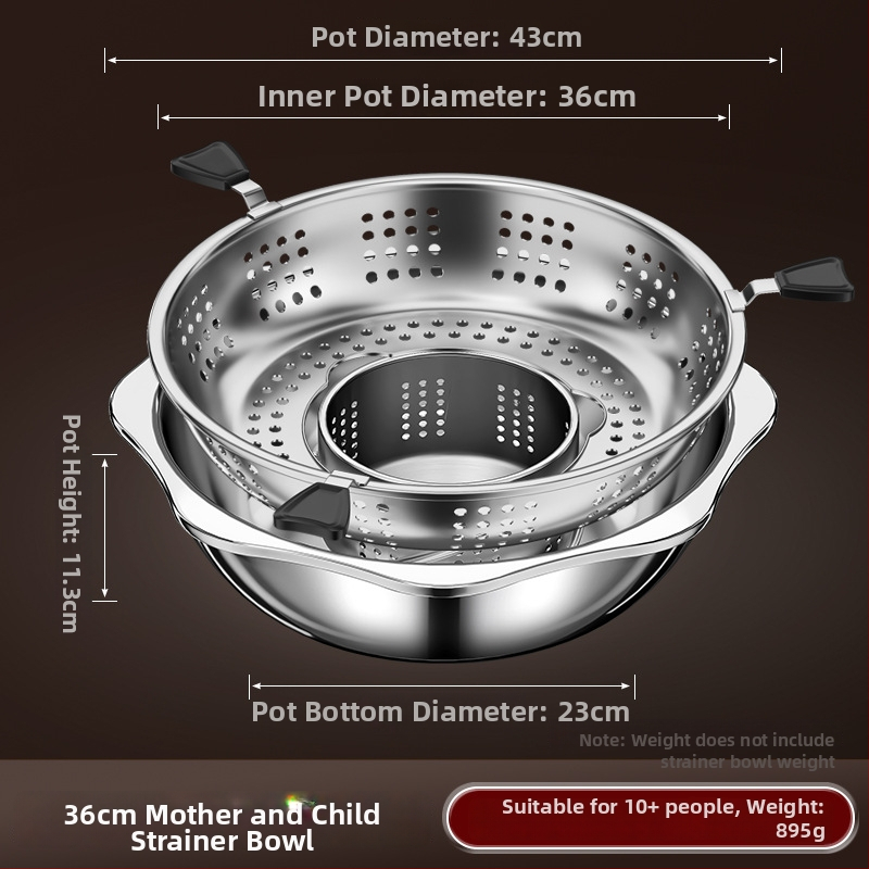 Nerezová oceľová hot pot s deliteľom pre dva chute, objem 4,1–6 l, domáce alebo komerčné použitie