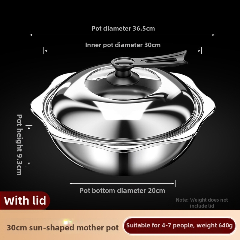 Nerezová oceľová hot pot s deliteľom pre dva chute, objem 4,1–6 l, domáce alebo komerčné použitie