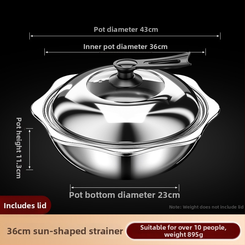 Nerezová oceľová hot pot s deliteľom pre dva chute, objem 4,1–6 l, domáce alebo komerčné použitie