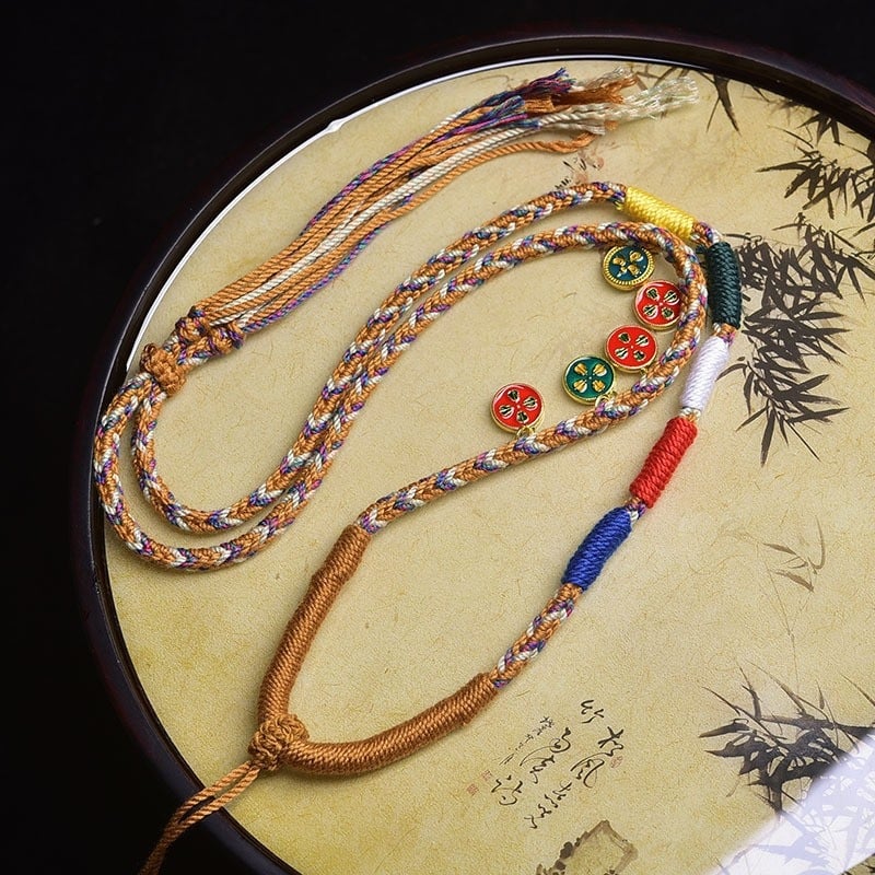 Tibetanski thangka privezak s pet bogova i osam zaštitnika, ručno oslikana ogrlica