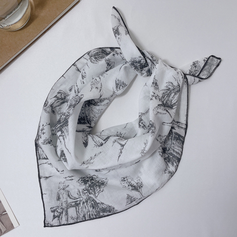 Korejskog stila sladak šal za vrat, pamukasti kvadratni šal 55×55 cm s otiskom