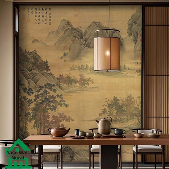 Orange Art Mural – Klasická zen estetika pre čajový salón, dekoratívny stenový mural