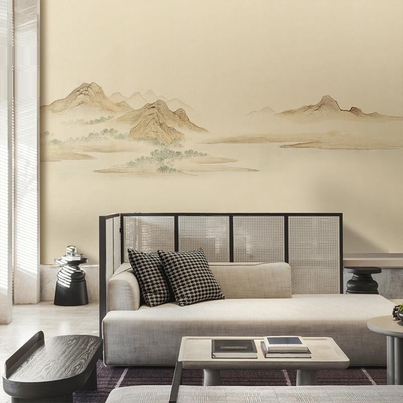 Orange Art Mural – Klasická zen estetika pre čajový salón, dekoratívny stenový mural