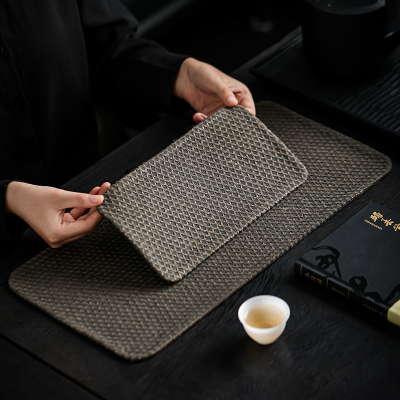 Zen-inšpirovaná ľahká luxusná podložka na čajovú ceremóniu a stolové doplnky: behúň stola na čaj, podložka pod čajový podnos, podložka na šálku