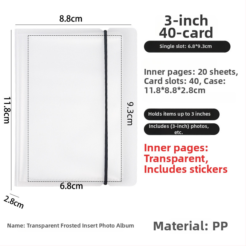 3-palcové fotoalbum s priehradkami na Polaroid fotky, zbierka fotografií, malé kartičky a pohľadnice, skladovací album viacerých veľkostí.