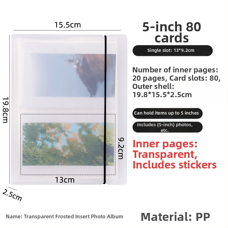 3-palcové fotoalbum s priehradkami na Polaroid fotky, zbierka fotografií, malé kartičky a pohľadnice, skladovací album viacerých veľkostí.