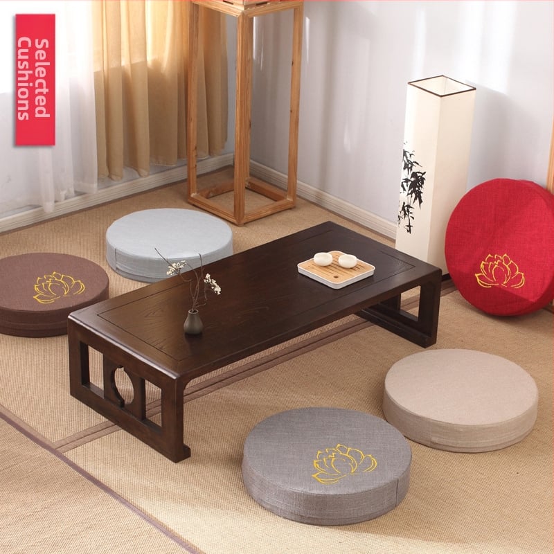 Tatami vankúš v japonskom štýle z ľanu na meditáciu a modlitbu, hrubší a prateľný