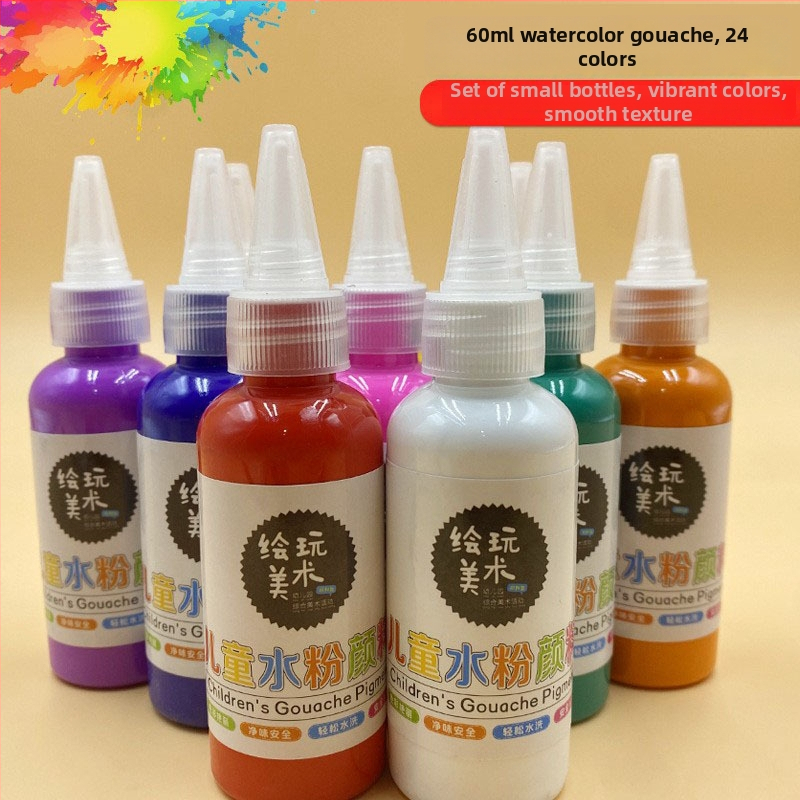 60 ml detský gouache farbový set – umývateľný, tvorivé maľovanie prstami, DIY graffiti