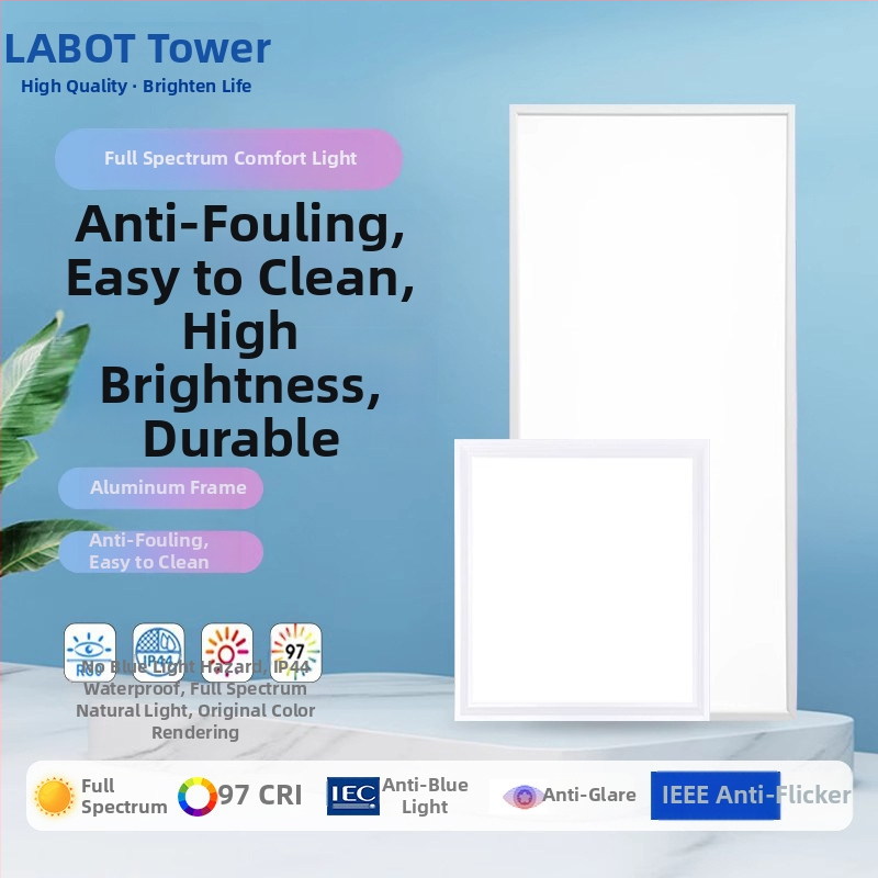 LED plochý panel svetla 600×600, plné spektrum, hliníkový panel na strop do kancelárie, kuchyne a kúpeľne