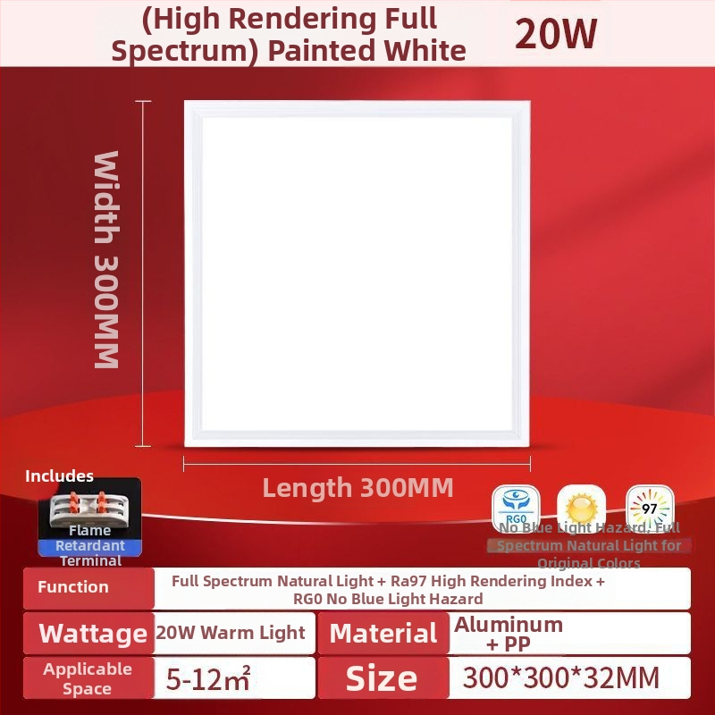 LED plochý panel svetla 600×600, plné spektrum, hliníkový panel na strop do kancelárie, kuchyne a kúpeľne