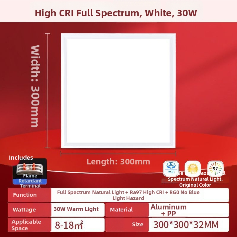 LED plochý panel svetla 600×600, plné spektrum, hliníkový panel na strop do kancelárie, kuchyne a kúpeľne