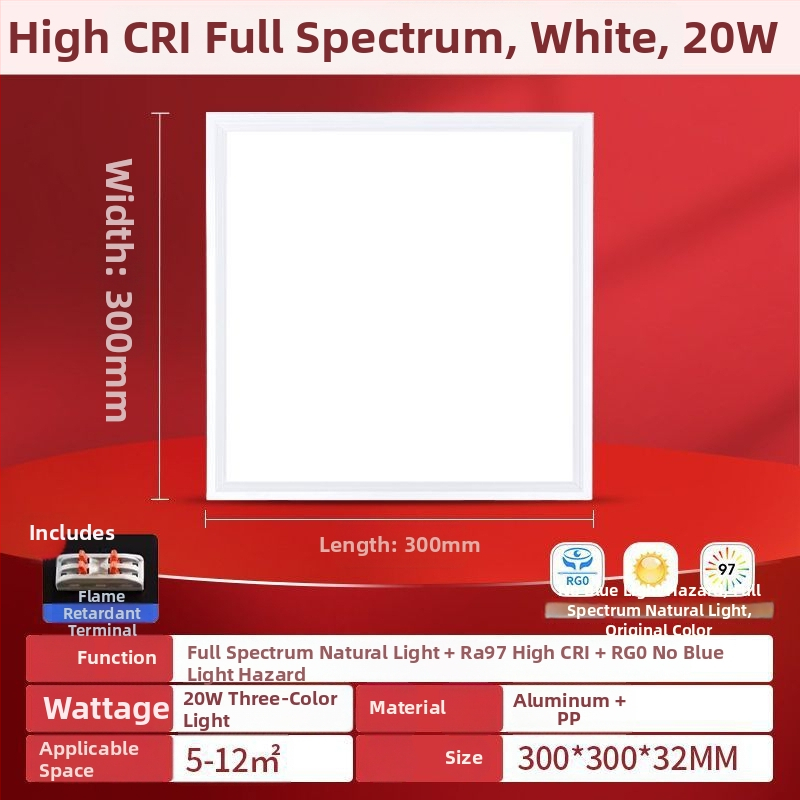 LED plochý panel svetla 600×600, plné spektrum, hliníkový panel na strop do kancelárie, kuchyne a kúpeľne