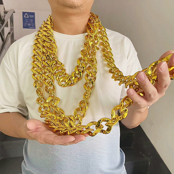 Muška hip-hop zlatna ogrlica od plastike, lažno zlato, izuzetno debela, rekvizit za livestream