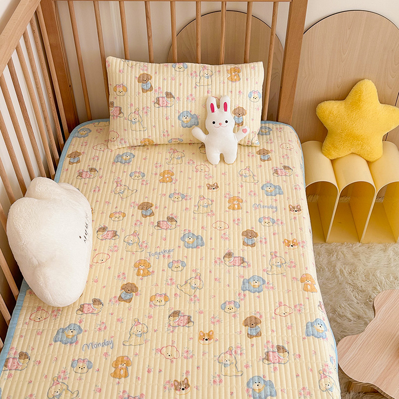 100% pamut baba bölcsői ágyneműkészlet: lepedő, paplanhuzat, patchwork ágytakaró huzat és csúszásmentes alátét gyermekeknek