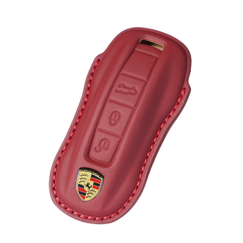 Калъф за ключове Porsche, кожен, висок клас, съвместим с Panamera, 718, Cayenne, Macan и 911
