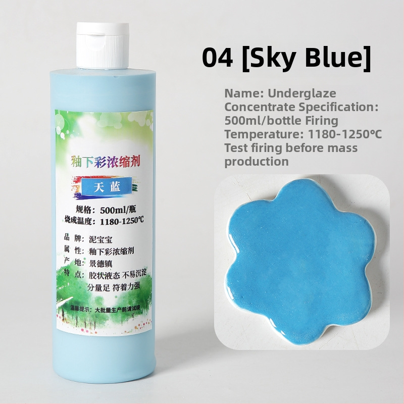 Podglazúrny keramický pigment – farbivo pre keramiku s strednou teplotou, približne 750 g, veľká fľaša, Jingdezhen koncentrovaná podglazúrna maľba