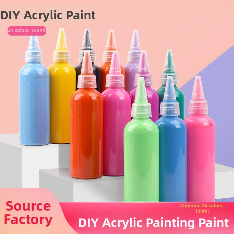 Súprava akrylových farieb 100 ml pre deti – vodotesné farby na gipsovú bábiku, akvarel a gouache, DIY maľovanie