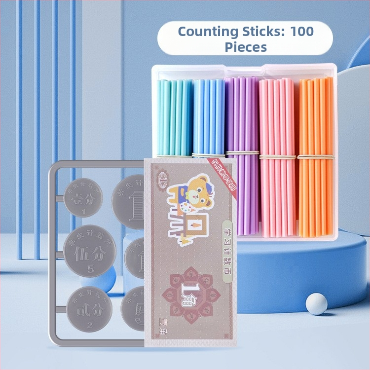 Little Genius Plastové počítacie tyčinky pre prvý ročník matematiky – 100 tyčiek na sčítanie a odčítanie